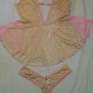 NWOT Exposed Baby Doll Chemise Set sz 1x-3x